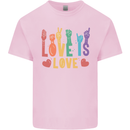 LGBT Sign Language Love Is Gay Pride Day Mens Cotton T-Shirt Tee Top Light Pink