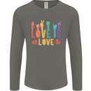 LGBT Sign Language Love Is Gay Pride Day Mens Long Sleeve T-Shirt Charcoal