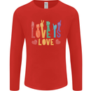 LGBT Sign Language Love Is Gay Pride Day Mens Long Sleeve T-Shirt Red