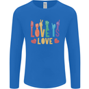 LGBT Sign Language Love Is Gay Pride Day Mens Long Sleeve T-Shirt Royal Blue