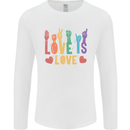 LGBT Sign Language Love Is Gay Pride Day Mens Long Sleeve T-Shirt White