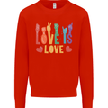 LGBT Sign Language Love Is Gay Pride Day Mens Sweatshirt Jumper Bright Red