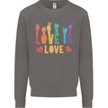 LGBT Sign Language Love Is Gay Pride Day Mens Sweatshirt Jumper Charcoal