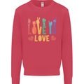 LGBT Sign Language Love Is Gay Pride Day Mens Sweatshirt Jumper Heliconia