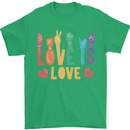 LGBT Sign Language Love Is Gay Pride Day Mens T-Shirt Cotton Gildan Irish Green