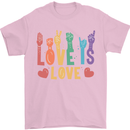 LGBT Sign Language Love Is Gay Pride Day Mens T-Shirt Cotton Gildan Light Pink