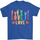 LGBT Sign Language Love Is Gay Pride Day Mens T-Shirt Cotton Gildan Royal Blue