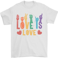 LGBT Sign Language Love Is Gay Pride Day Mens T-Shirt Cotton Gildan White