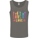 LGBT Sign Language Love Is Gay Pride Day Mens Vest Tank Top Charcoal