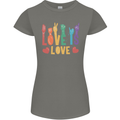 LGBT Sign Language Love Is Gay Pride Day Womens Petite Cut T-Shirt Charcoal