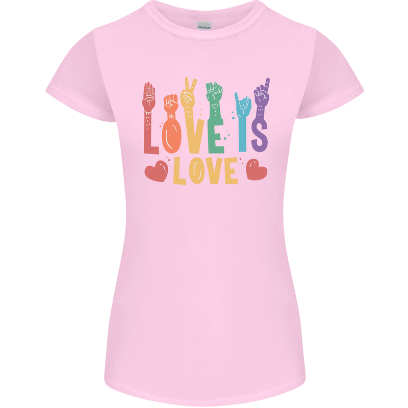 LGBT Sign Language Love Is Gay Pride Day Womens Petite Cut T-Shirt Light Pink