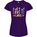 LGBT Sign Language Love Is Gay Pride Day Womens Petite Cut T-Shirt Purple