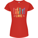 LGBT Sign Language Love Is Gay Pride Day Womens Petite Cut T-Shirt Red