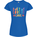 LGBT Sign Language Love Is Gay Pride Day Womens Petite Cut T-Shirt Royal Blue