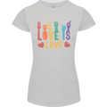 LGBT Sign Language Love Is Gay Pride Day Womens Petite Cut T-Shirt Sports Grey