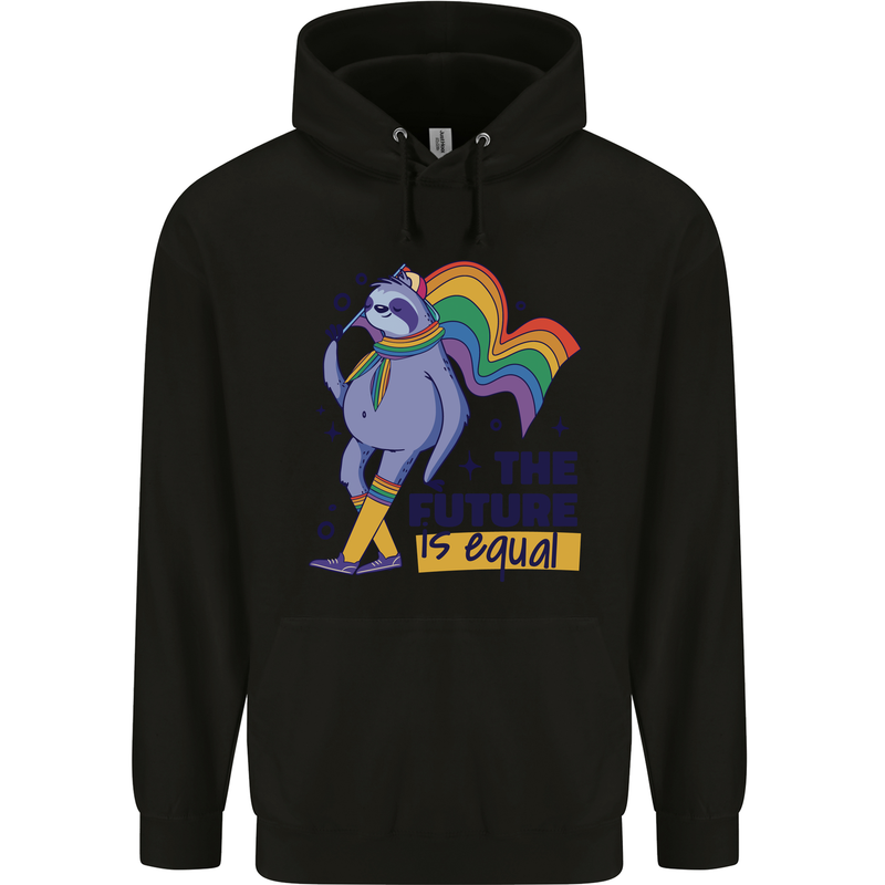 LGBT Sloth The Future Is Equal Gay Pride Childrens Kids Hoodie Black