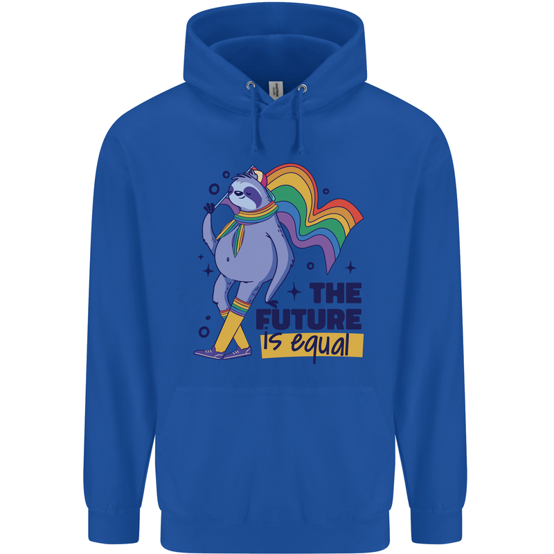 LGBT Sloth The Future Is Equal Gay Pride Childrens Kids Hoodie Royal Blue