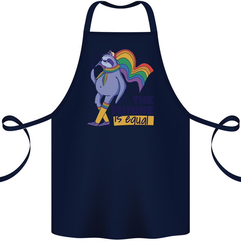 LGBT Sloth The Future Is Equal Gay Pride Cotton Apron 100% Organic Navy Blue