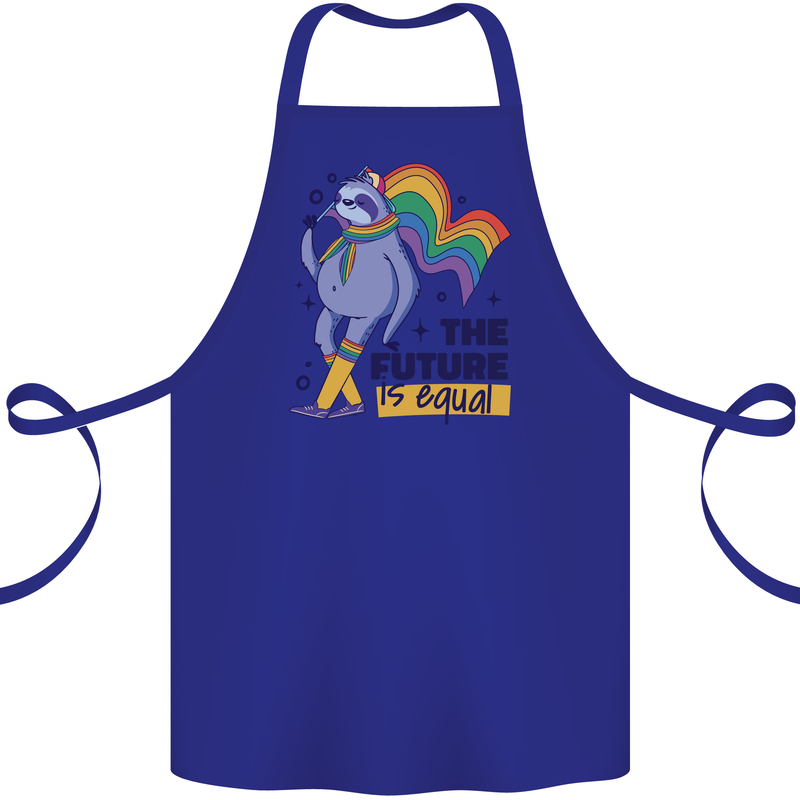 LGBT Sloth The Future Is Equal Gay Pride Cotton Apron 100% Organic Royal Blue