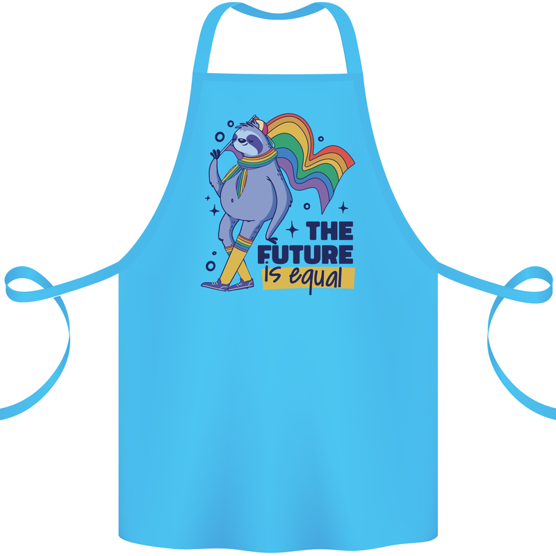LGBT Sloth The Future Is Equal Gay Pride Cotton Apron 100% Organic Turquoise