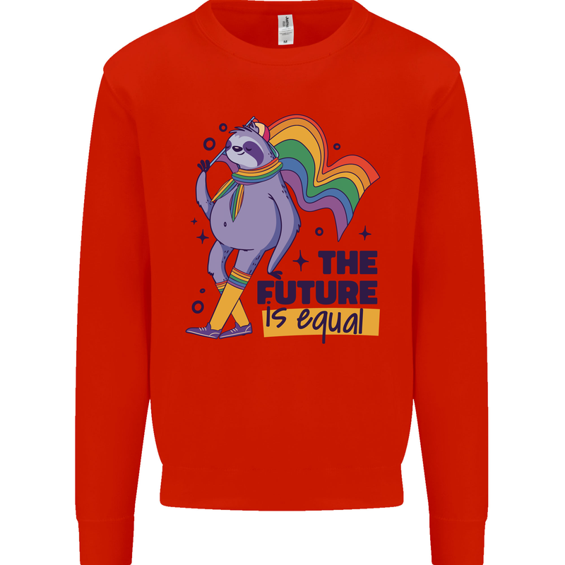 LGBT Sloth The Future Is Equal Gay Pride Kids Sweatshirt Jumper Bright Red