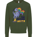 LGBT Sloth The Future Is Equal Gay Pride Kids Sweatshirt Jumper Forest Green