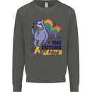 LGBT Sloth The Future Is Equal Gay Pride Kids Sweatshirt Jumper Storm Grey