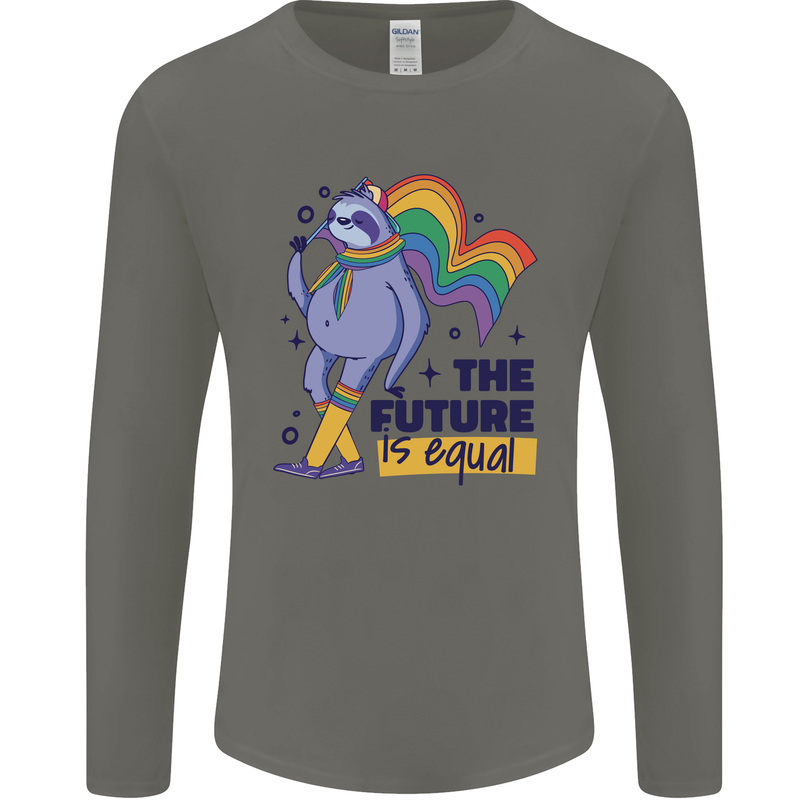 LGBT Sloth The Future Is Equal Gay Pride Mens Long Sleeve T-Shirt Charcoal