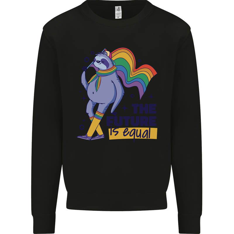 LGBT Sloth The Future Is Equal Gay Pride Mens Sweatshirt Jumper Black