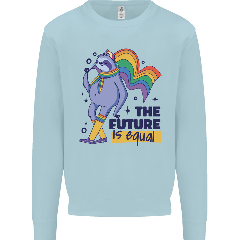 LGBT Sloth The Future Is Equal Gay Pride Mens Sweatshirt Jumper Light Blue