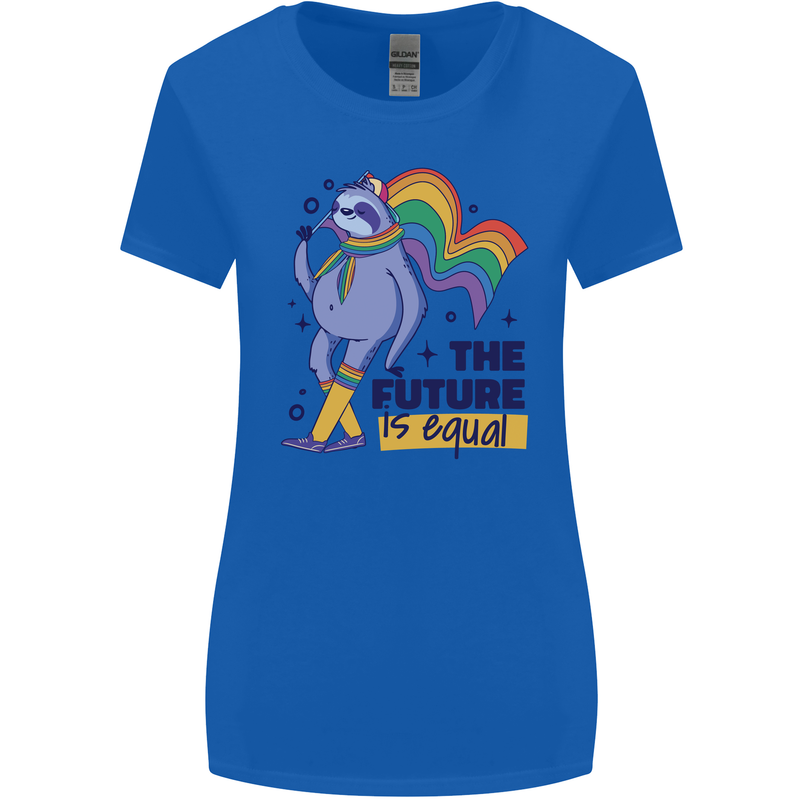 LGBT Sloth The Future Is Equal Gay Pride Womens Wider Cut T-Shirt Royal Blue