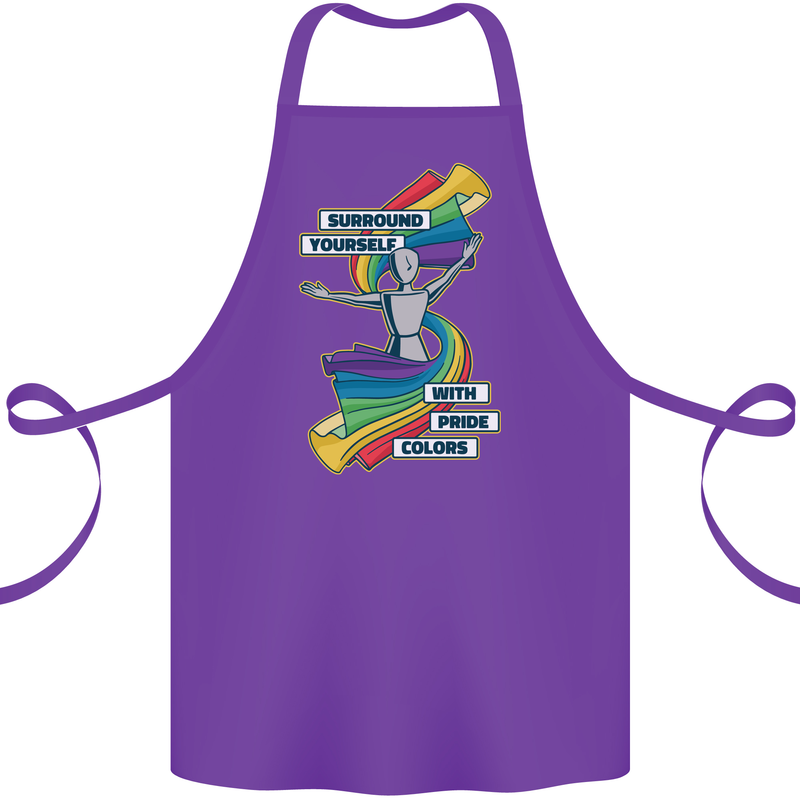 LGBT Surround Yourself Gay Pride Colours Cotton Apron 100% Organic Purple