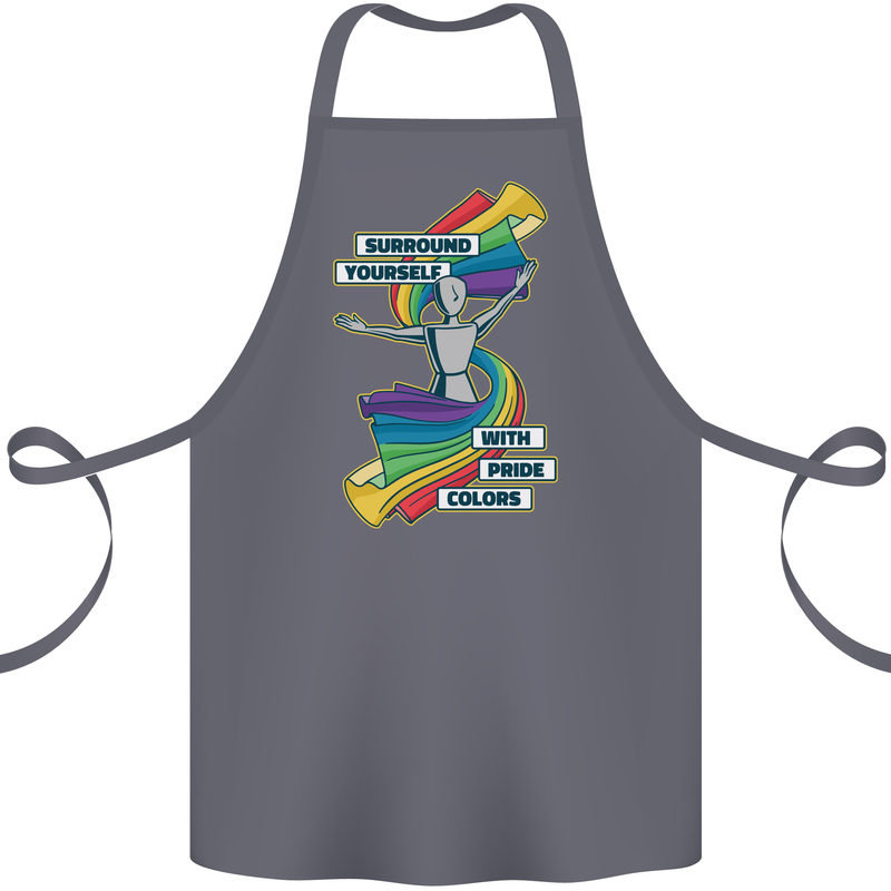 LGBT Surround Yourself Gay Pride Colours Cotton Apron 100% Organic Steel