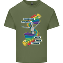 LGBT Surround Yourself Gay Pride Colours Mens Cotton T-Shirt Tee Top Military Green