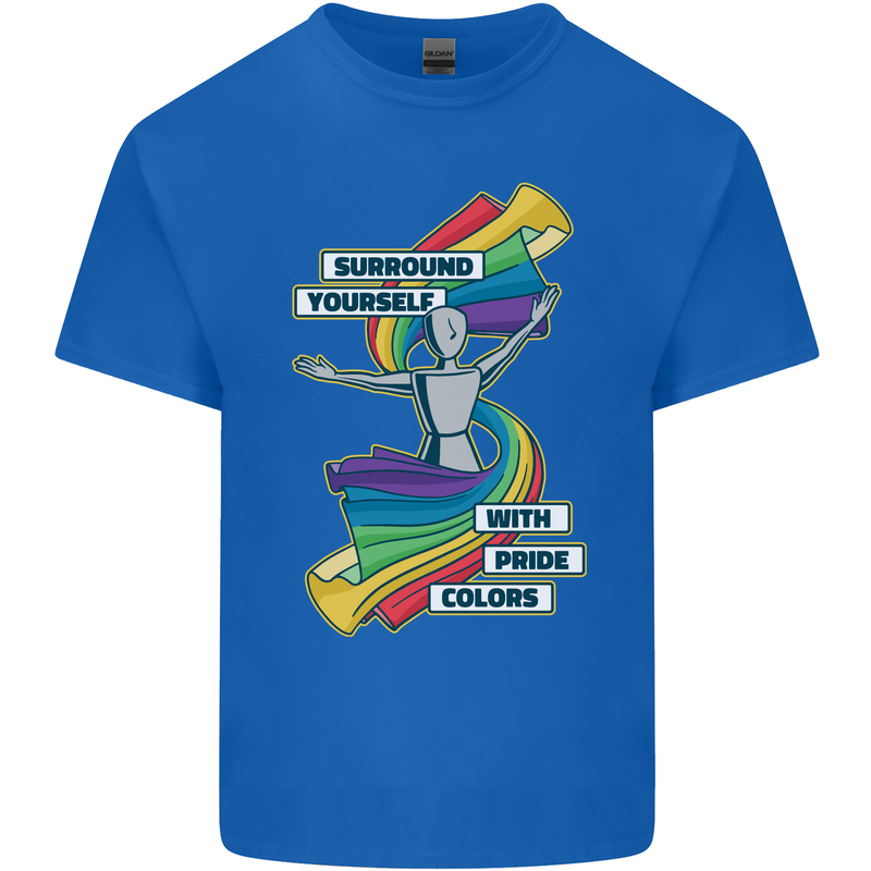 LGBT Surround Yourself Gay Pride Colours Mens Cotton T-Shirt Tee Top Royal Blue