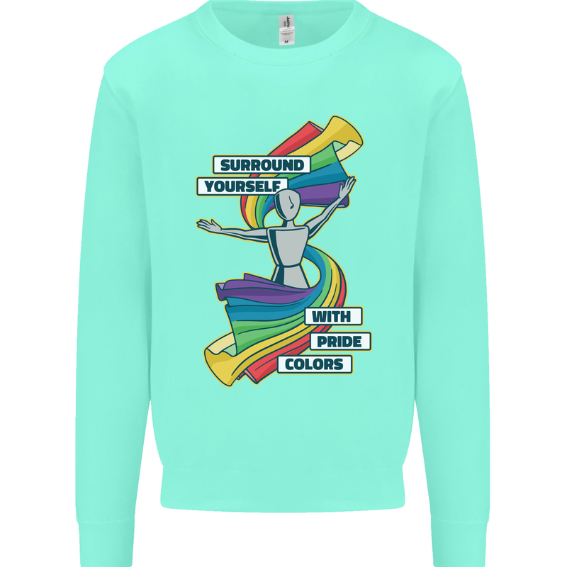 LGBT Surround Yourself Gay Pride Colours Mens Sweatshirt Jumper Peppermint