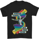 LGBT Surround Yourself Gay Pride Colours Mens T-Shirt Cotton Gildan Black
