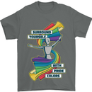 LGBT Surround Yourself Gay Pride Colours Mens T-Shirt Cotton Gildan Charcoal