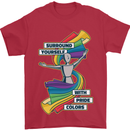 LGBT Surround Yourself Gay Pride Colours Mens T-Shirt Cotton Gildan Red