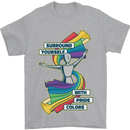 LGBT Surround Yourself Gay Pride Colours Mens T-Shirt Cotton Gildan Sports Grey