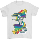 LGBT Surround Yourself Gay Pride Colours Mens T-Shirt Cotton Gildan White