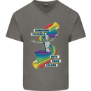 LGBT Surround Yourself Gay Pride Colours Mens V-Neck Cotton T-Shirt Charcoal