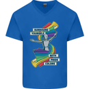 LGBT Surround Yourself Gay Pride Colours Mens V-Neck Cotton T-Shirt Royal Blue
