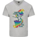 LGBT Surround Yourself Gay Pride Colours Mens V-Neck Cotton T-Shirt Sports Grey