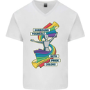 LGBT Surround Yourself Gay Pride Colours Mens V-Neck Cotton T-Shirt White