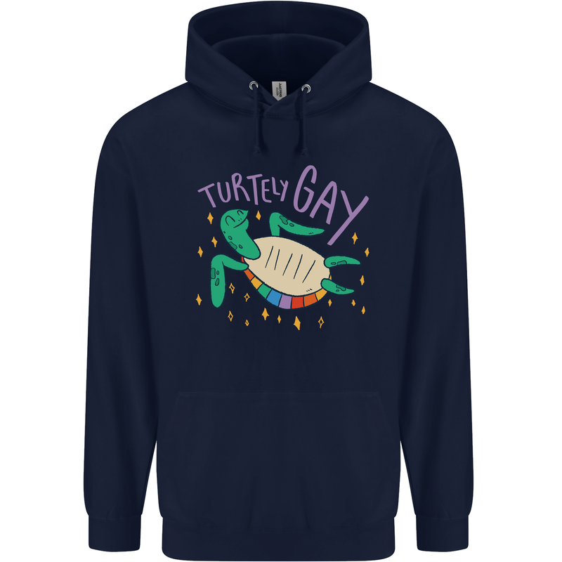 LGBT Turtle Gay Pride Day Awareness Childrens Kids Hoodie Navy Blue