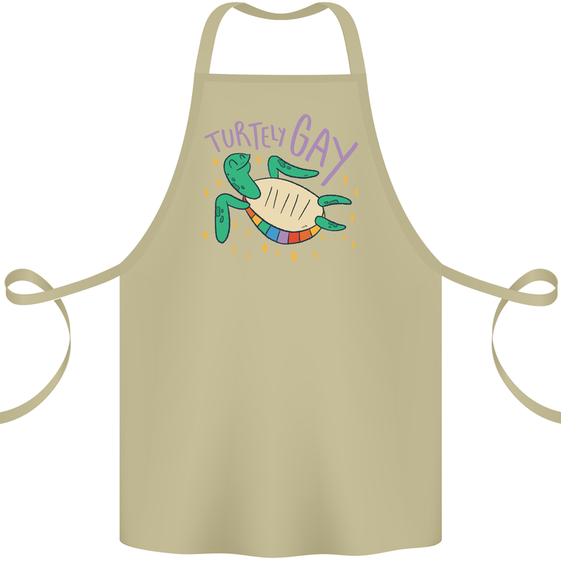 LGBT Turtle Gay Pride Day Awareness Cotton Apron 100% Organic Khaki