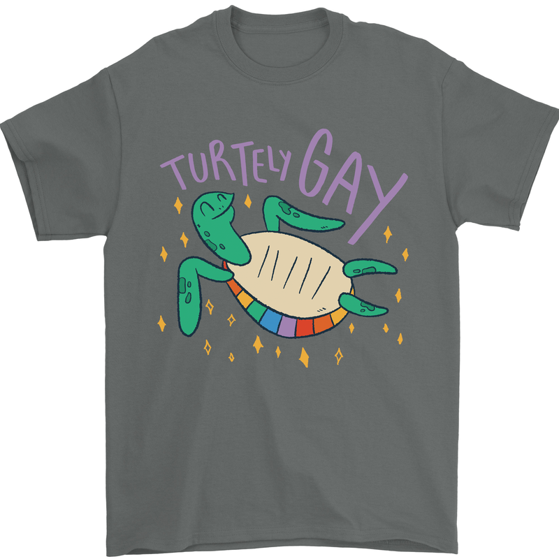 LGBT Turtle Gay Pride Day Awareness Mens T-Shirt Cotton Gildan Charcoal
