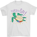 LGBT Turtle Gay Pride Day Awareness Mens T-Shirt Cotton Gildan White