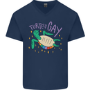 LGBT Turtle Gay Pride Day Awareness Mens V-Neck Cotton T-Shirt Navy Blue